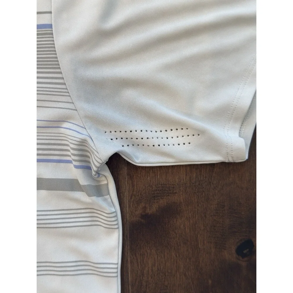 Adidas Golf Polo Climacool Shirt Men Sz S White Striped Performance Short Sleeve